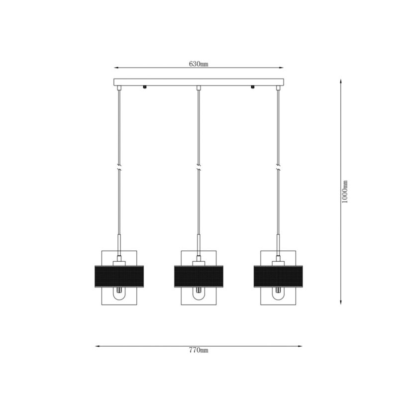 Lampa wisząca Vinoti 3 x E27 złota/amber