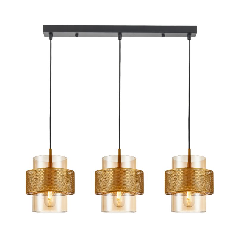 Lampa wisząca Vinoti 3 x E27 złota/amber