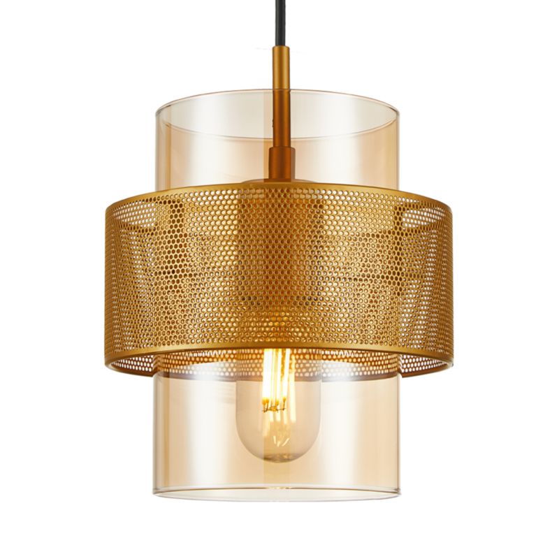 Lampa wisząca Vinoti 3 x E27 złota/amber