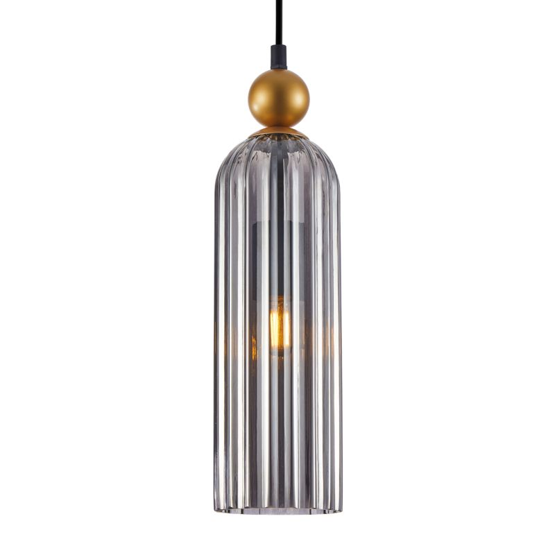 Lampa wiszca Levie 1 x E27 złota/smoky glass