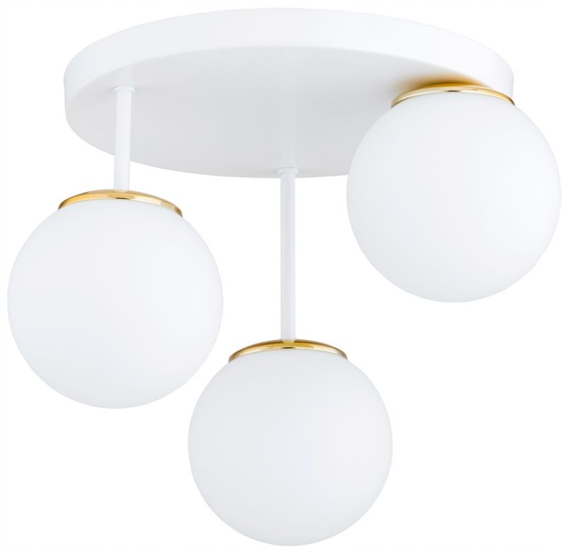 Lampa Żyrandol Plafon Elko-Lighting Milo Biała z Elementem Złota 3-Punktowa 1 szt