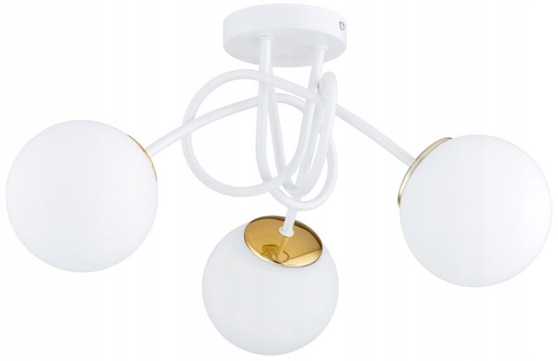 Lampa Żyrandol Plafon Elko-Lighting  Skręt Milo Biała z Elementem Złota 3-Punktowa 1 szt