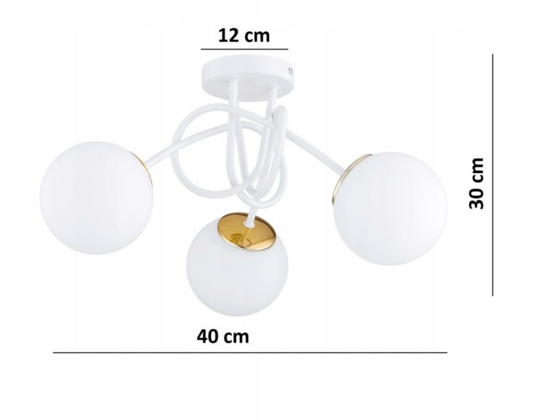 Lampa Żyrandol Plafon Elko-Lighting  Skręt Milo Biała z Elementem Złota 3-Punktowa 1 szt