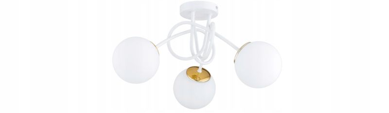 Lampa Żyrandol Plafon Elko-Lighting  Skręt Milo Biała z Elementem Złota 3-Punktowa 1 szt