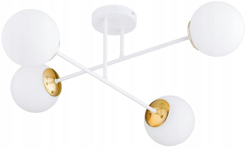 Lampa Żyrandol Plafon Elko-Lighting  X Milo Biała z Elementem Złota 4-Punktowa 1 szt
