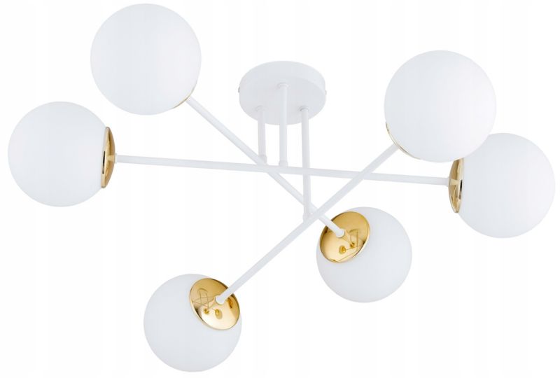 Lampa Żyrandol Plafon Elko-Lighting  X Milo Biała z Elementem Złota 6-Punktowa 1 szt