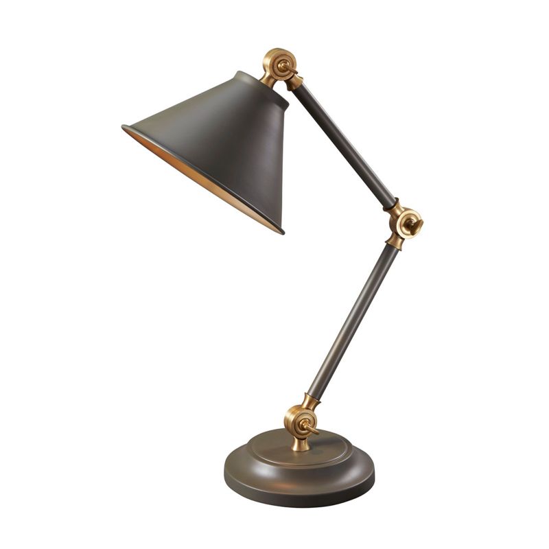 Lampka biurkowa Elstead Provence Element ciemnoszara-postarzany mosiądz  1 x E27 x 60W IP20 wym: 52 x 21 x 21 cm metal - 1 szt.