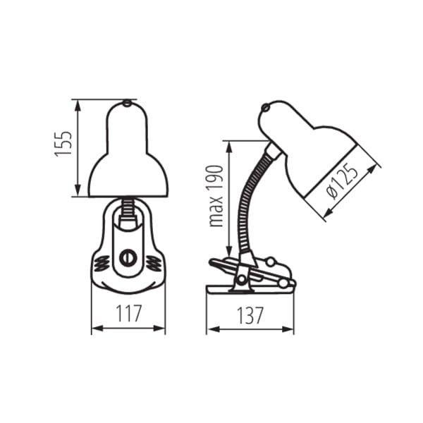 Lampka biurkowa Kanlux Suzi biało-różowa  1 x E27 x 40W IP20 wym: 23 x 12 x 14 cm metal - 1 szt.