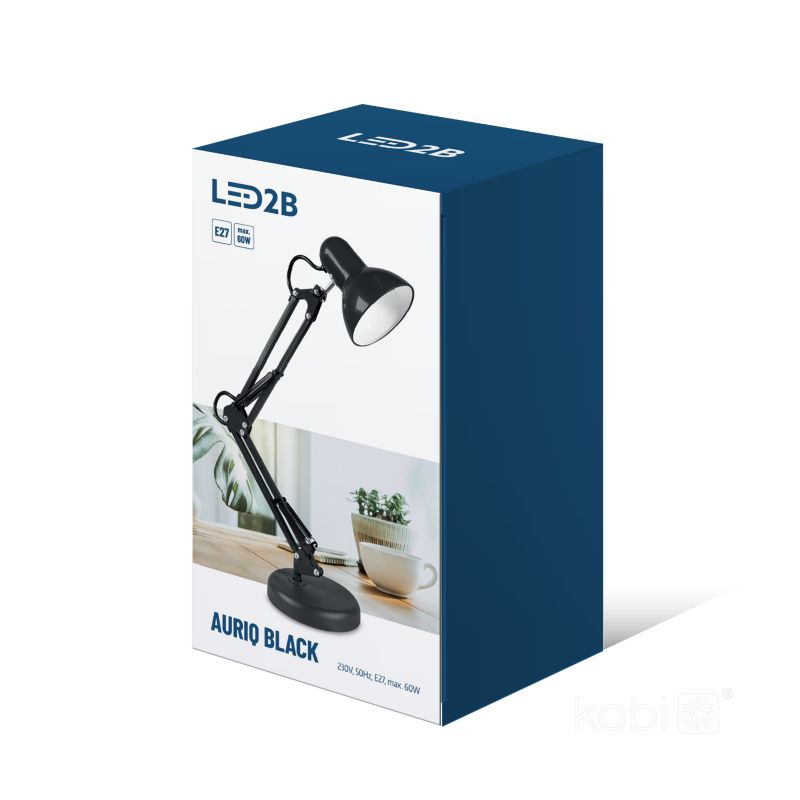 Lampka biurkowa kreślarska czarna regulowana na wysięgniku 1xE27 60W AURIQ Kobi 1 szt.