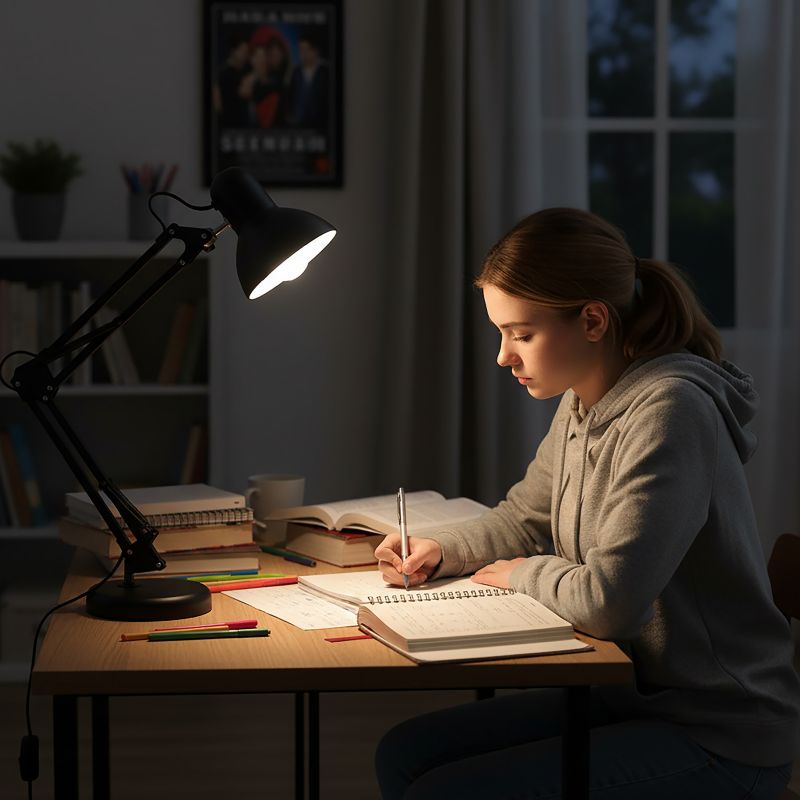 Lampka biurkowa kreślarska czarna regulowana na wysięgniku 1xE27 60W AURIQ Kobi 1 szt.
