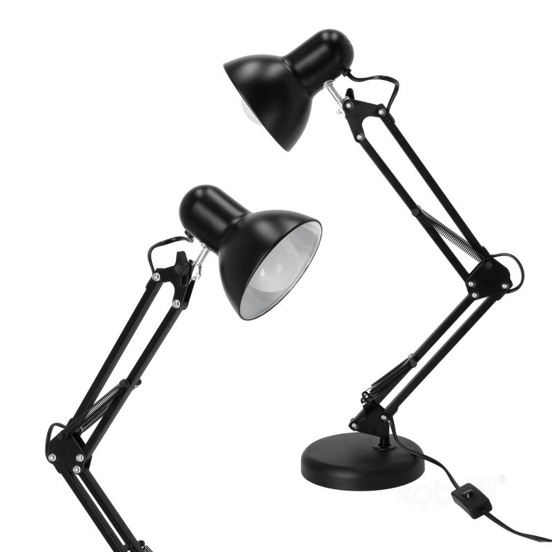 Lampka biurkowa kreślarska czarna regulowana na wysięgniku 1xE27 60W AURIQ Kobi 1 szt.