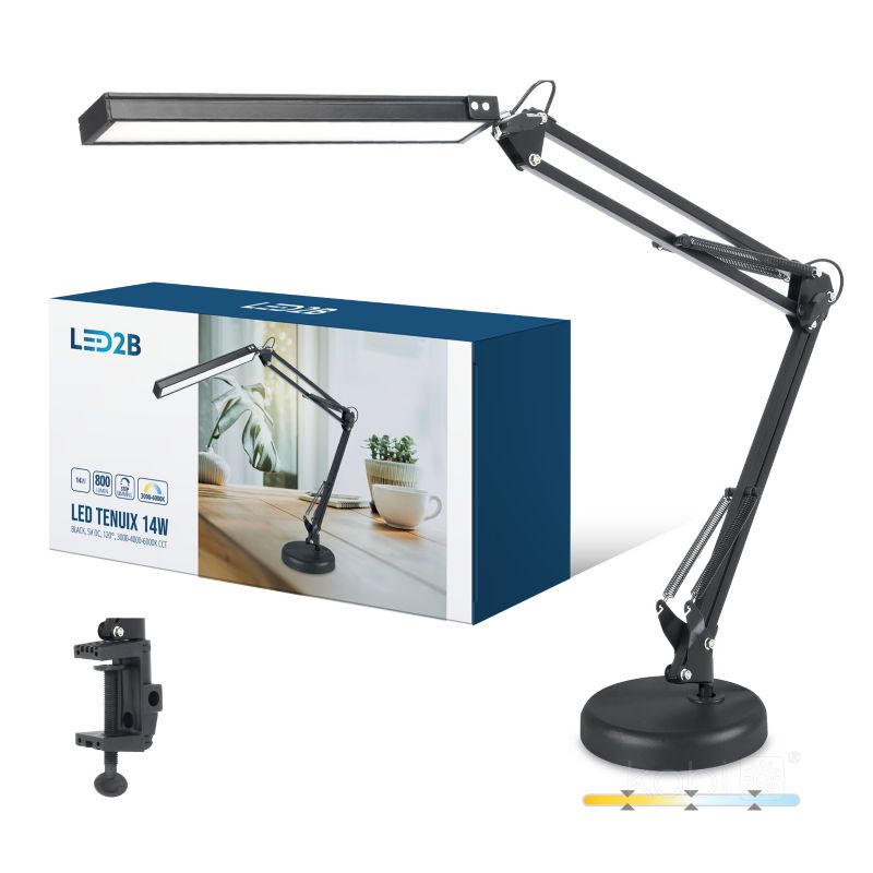 Lampka biurkowa kreślarska czarna regulowana USB 3CCT LED 14W TENUIX Kobi 1 szt.