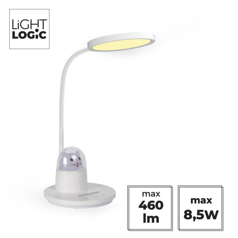Lampka biurkowa LED LightLogic LL BINED LED W 66488 reg. temperatury nocna dla dzieci kotek uchwyt biała 1 szt.