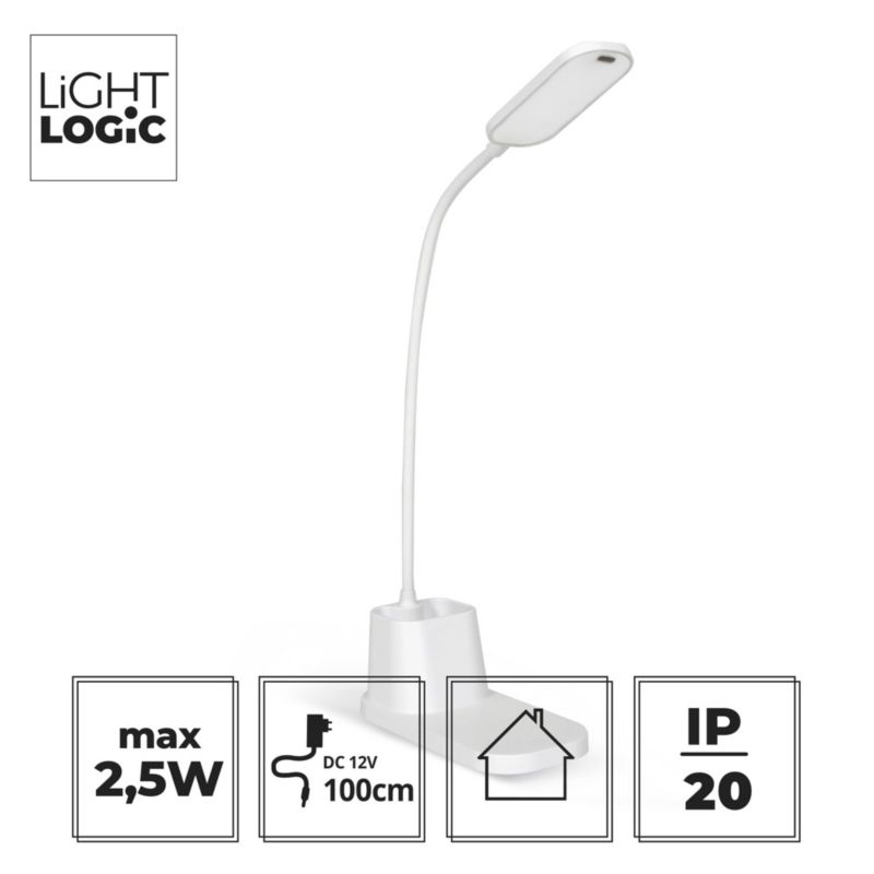 Lampka biurkowa LED LL NERIC LED W 66655 LightLogic biała, zmiana barwy USB C sensor 1 szt.