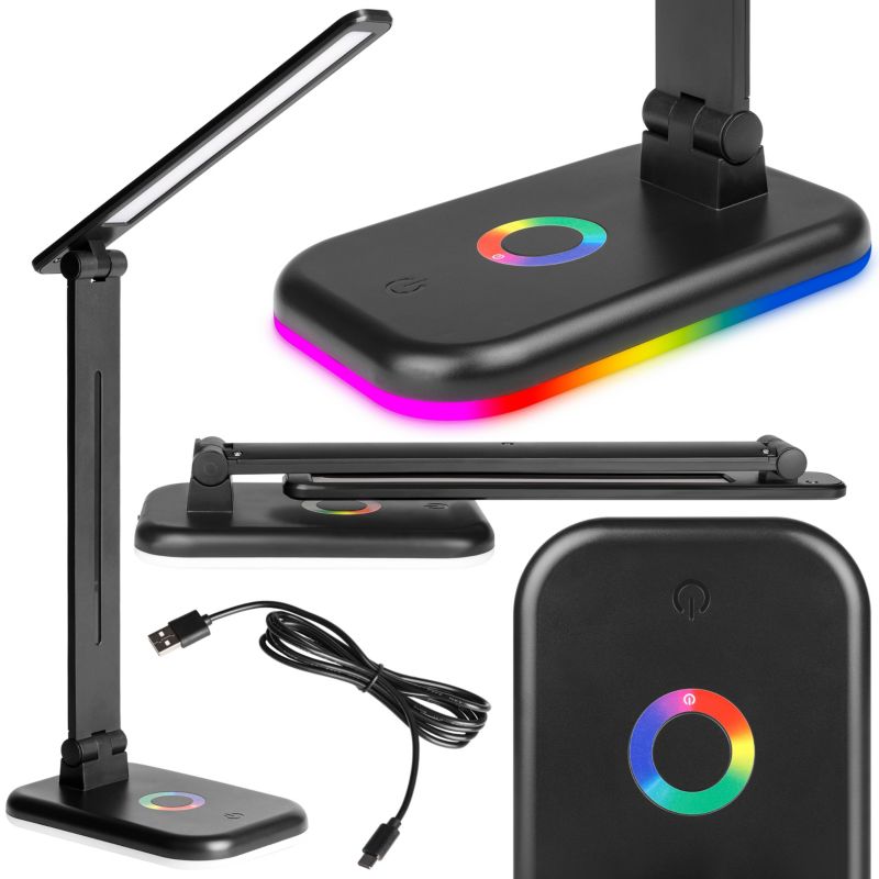 Lampka biurkowa LED RGB MasterLED Alma 12W z regulacją stołowa czarna 1 szt.