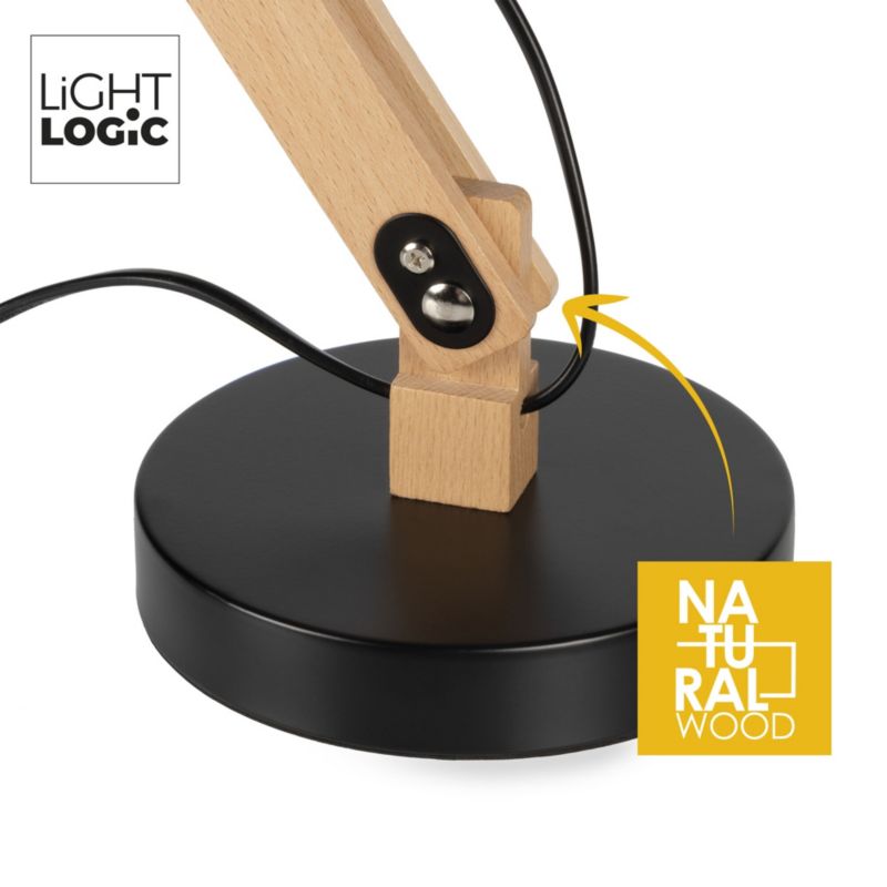 Lampka biurkowa LightLogic LL UBUD TL E27 B 66395 czarna regulowany wysięgnik 1 szt.