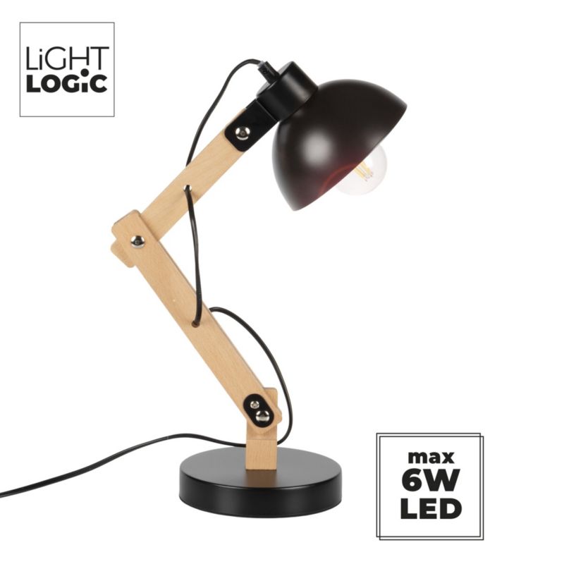 Lampka biurkowa LightLogic LL UBUD TL E27 B 66395 czarna regulowany wysięgnik 1 szt.