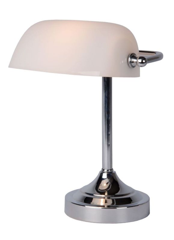 Lampka biurkowa Lucide Banker chromowana biała  1 x E14 x 40W IP20 wym: 30 x 22 x 11 cm metal - 1 szt.