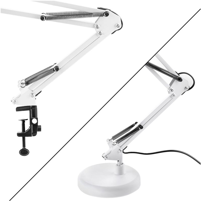 Lampka Biurkowa Lumiled Kreślarska Stołowa E27 Biała z Uchwytem na Blat 1 szt.