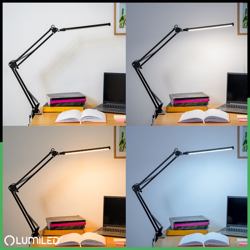 Lampka Biurkowa Lumiled Kreślarska Stołowa LED 8W CCT USB Ściemnialna Czarna 1 szt.