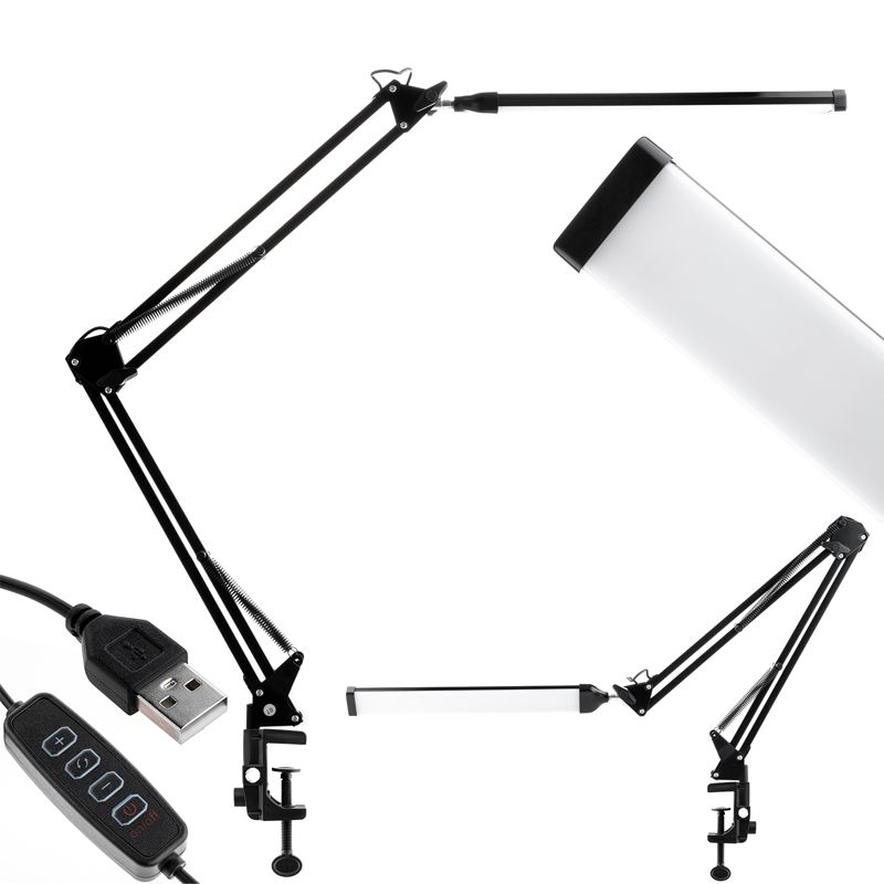Lampka Biurkowa Lumiled Kreślarska Stołowa LED 8W CCT USB Ściemnialna Czarna 1 szt.