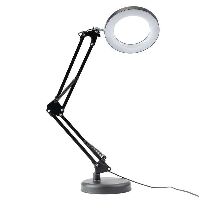 Lampka Biurkowa Lumiled LED 8W CCT Kreślarska Stołowa 3x Szkło Powiększające Lupa Czarna 1 szt.