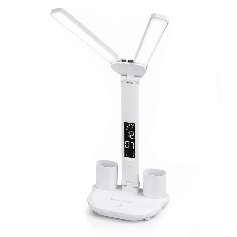 Lampka Biurkowa Lumiled LED Podwójna z Wyświetlaczem 11W 400lm Biała 1 szt.