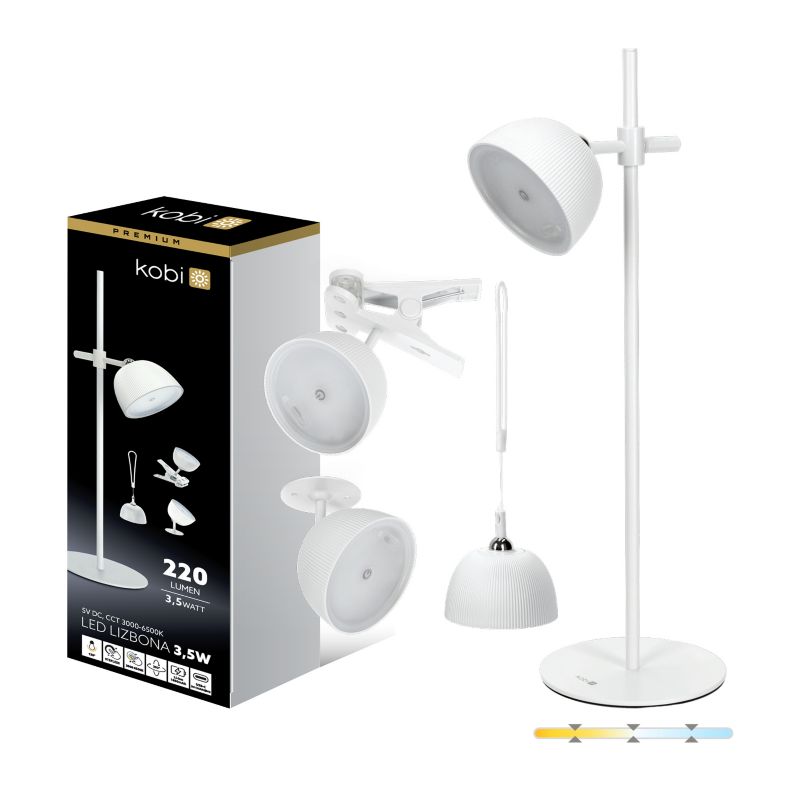 Lampka biurkowa nowoczesna biała 4w1 bezprzewodowa 3CCT LED 3.5W LIZBONA Kobi 1 szt.
