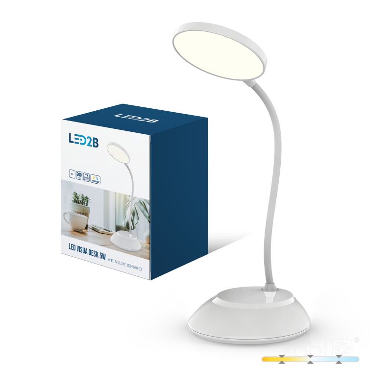 Lampka biurkowa nowoczesna biała bezprzewodowa elastyczne ramię 3CCT LED 5W VISUA DESK Kobi 1 szt.