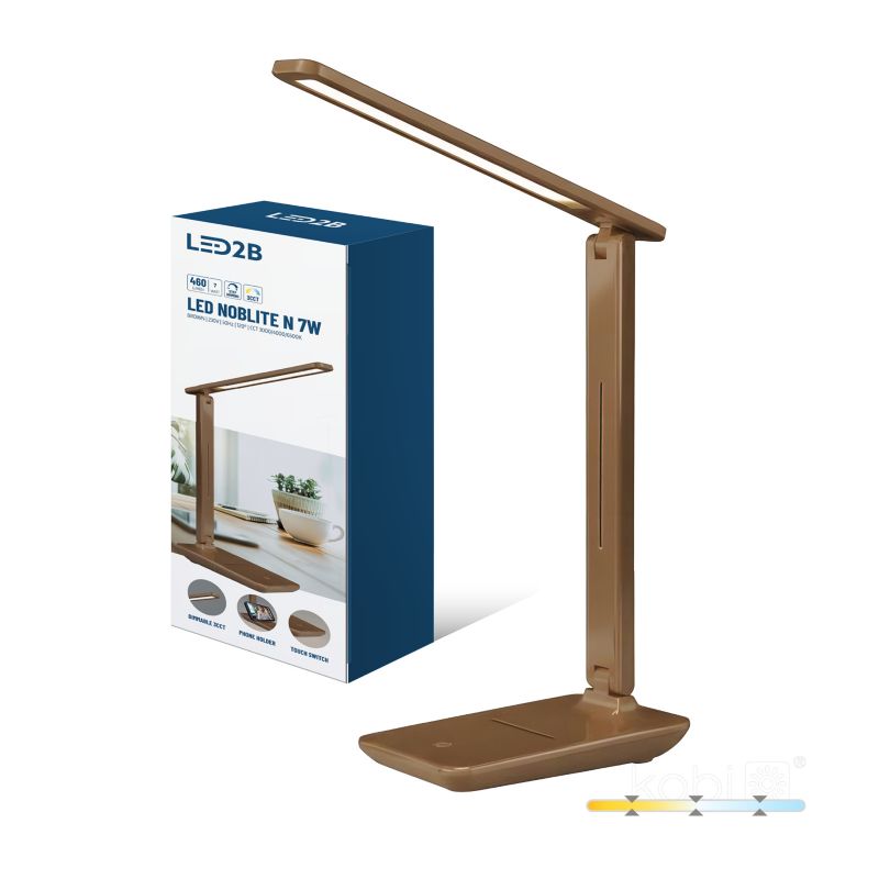 Lampka biurkowa nowoczesna brązowa ściemnialna regulowana 3CCT LED 7W NOBLITE N Kobi 1 szt.