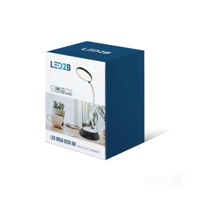 Lampka biurkowa nowoczesna czarna bezprzewodowa elastyczne ramię 3CCT LED 5W VISUA DESK Kobi 1 szt.