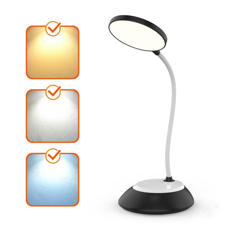 Lampka biurkowa nowoczesna czarna bezprzewodowa elastyczne ramię 3CCT LED 5W VISUA DESK Kobi 1 szt.
