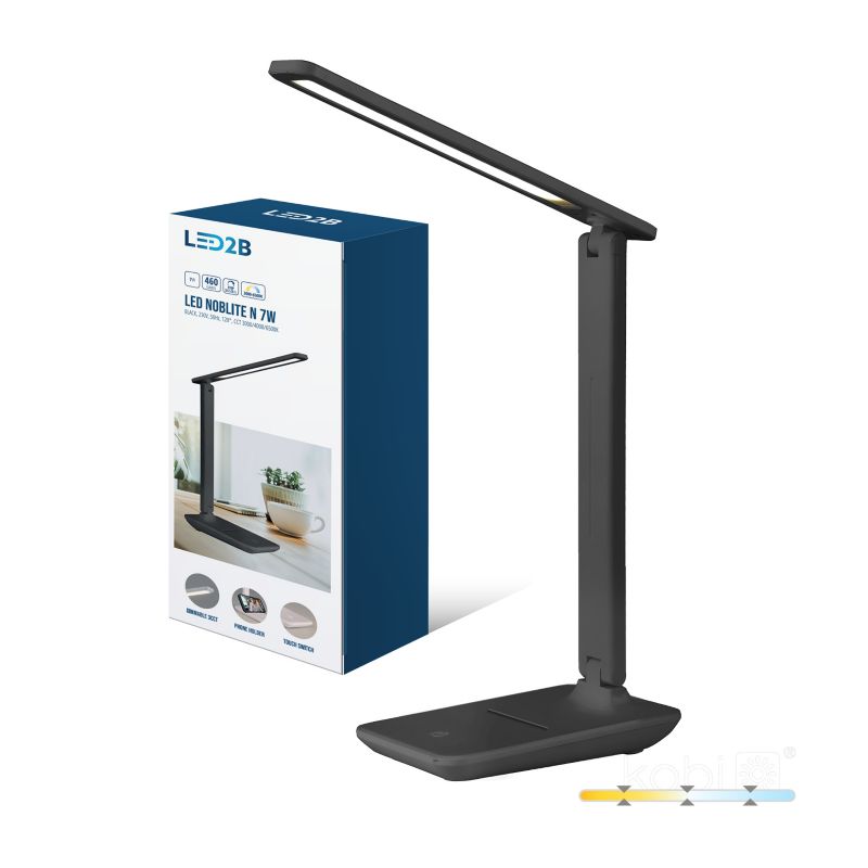 Lampka biurkowa nowoczesna czarna ściemnialna regulowana 3CCT LED 7W NOBLITE Kobi 1 szt.