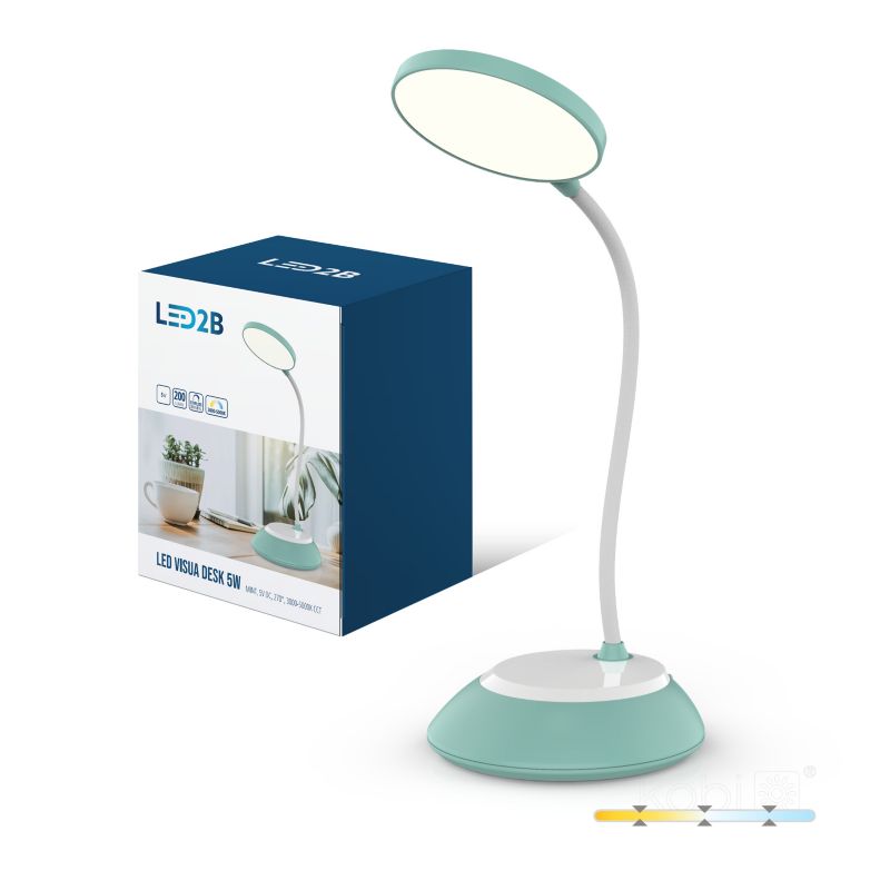 Lampka biurkowa nowoczesna miętowa bezprzewodowa elastyczne ramię 3CCT LED 5W VISUA DESK Kobi 1 szt.