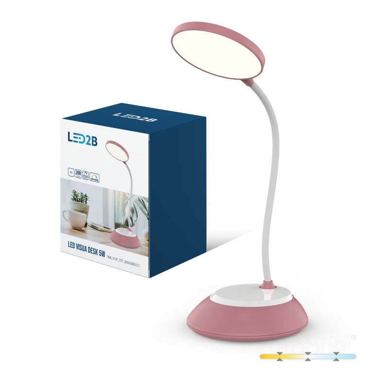 Lampka biurkowa nowoczesna różowa bezprzewodowa elastyczne ramię 3CCT LED 5W VISUA DESK Kobi 1 szt.