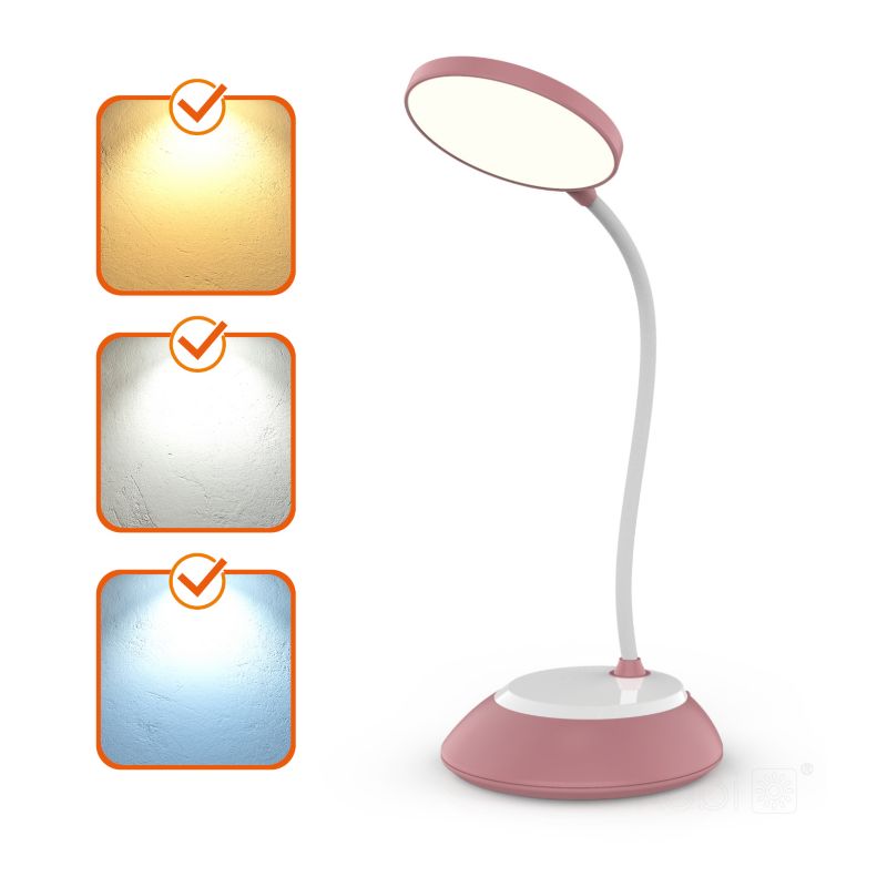 Lampka biurkowa nowoczesna różowa bezprzewodowa elastyczne ramię 3CCT LED 5W VISUA DESK Kobi 1 szt.