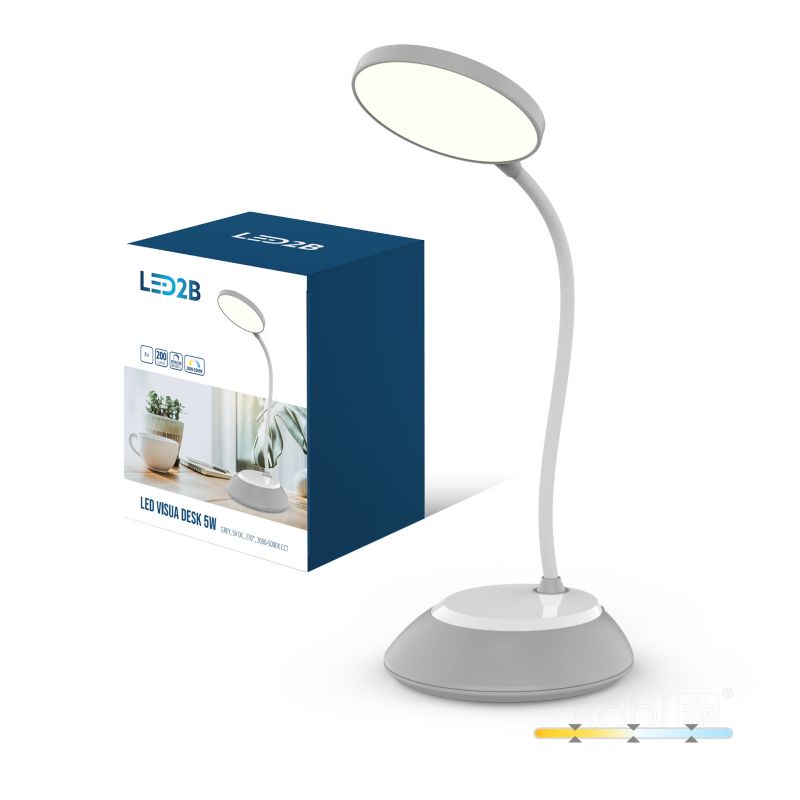 Lampka biurkowa nowoczesna szara bezprzewodowa elastyczne ramię 3CCT LED 5W VISUA DESK Kobi 1 szt.