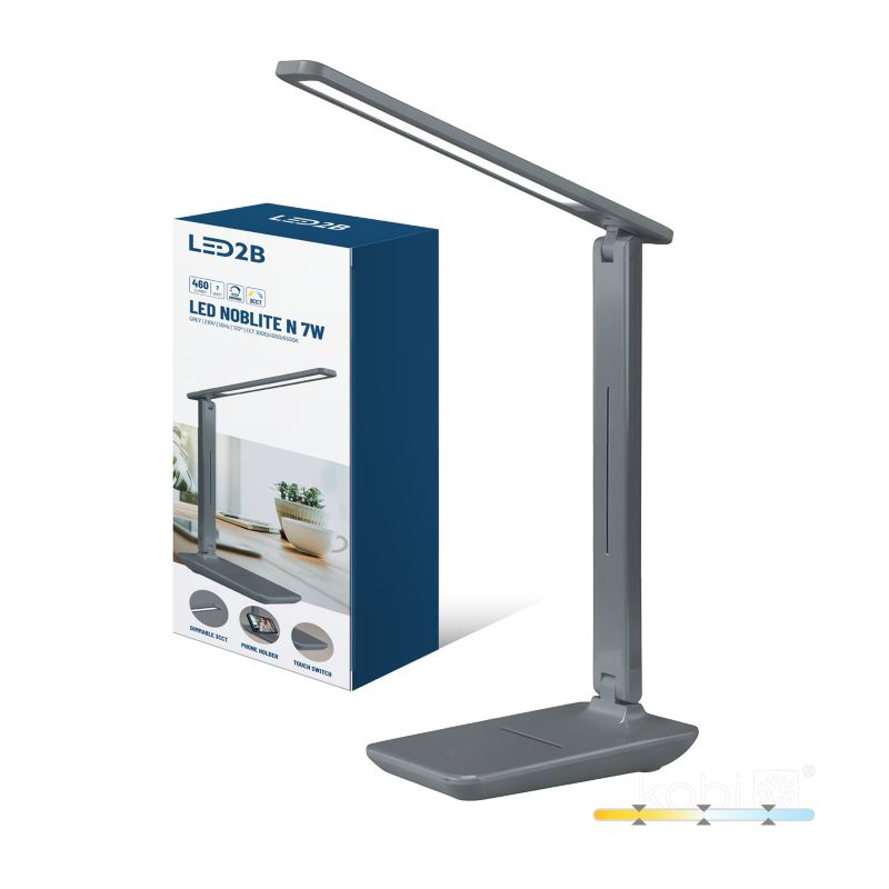 Lampka biurkowa nowoczesna szara ściemnialna regulowana 3CCT LED 7W NOBLITE N Kobi 1 szt.