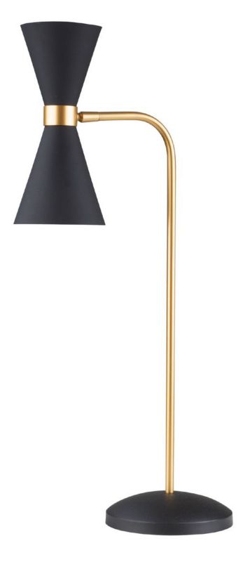 Lampka biurkowa podwójny stożkowy klosz Maxlight CORNET czarno-złota LED 10W biały ciepły 3000K 550lm IP20 wym:67x30x18cm - 1 szt.