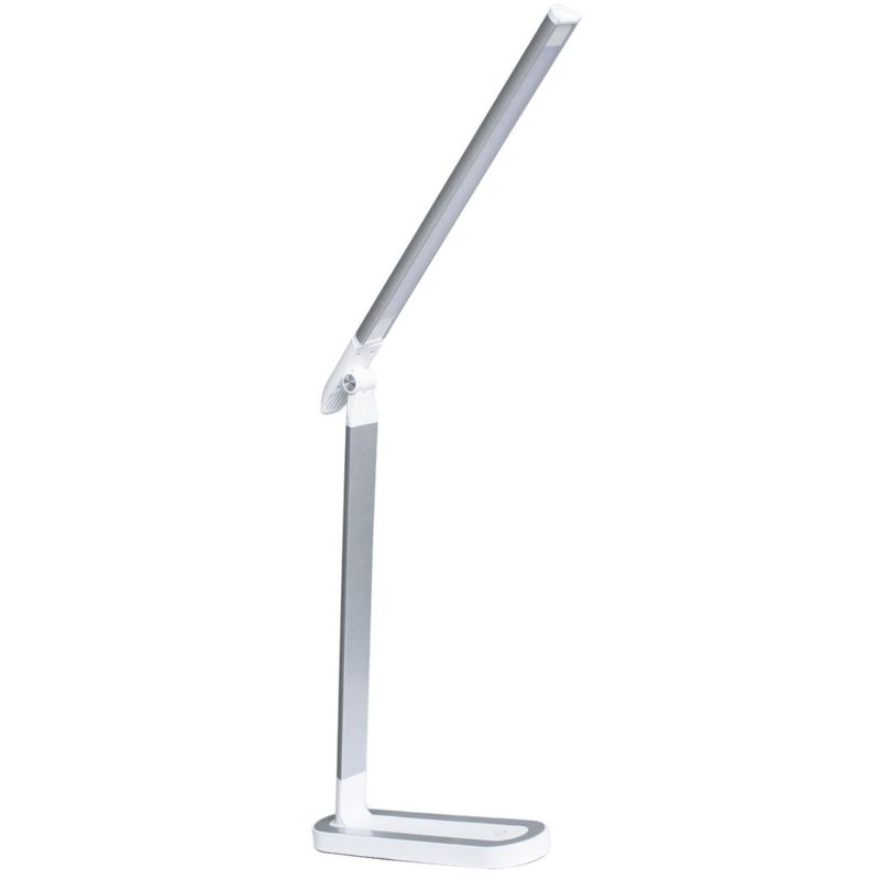 Lampka biurkowa Polux Madera biało-srebrna LED 7W 4000K 400lm  IP20 wym: 35.8 x 6.6 x 41.8 cm tworzywo sztuczne - 1 szt.