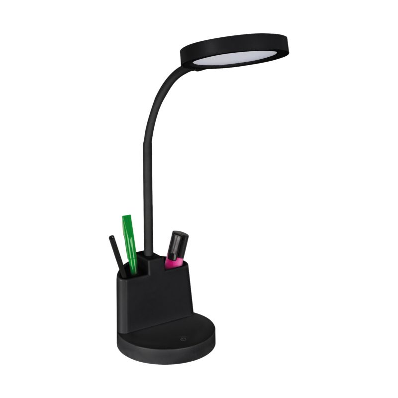 Lampka biurkowa z przybornikiem elastyczne ramię dotykowa Struhm LABOR czarna LED 8,2W 3900KK 520lm IP20 - 1 szt.