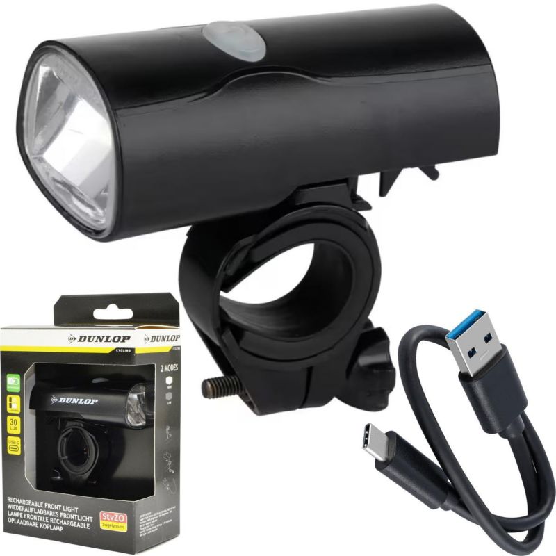 Lampka Dunlop rowerowa przednia led usb-c  2 tryby 1szt.