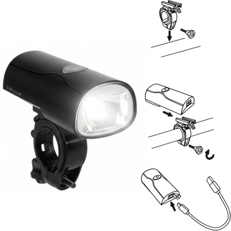 Lampka Dunlop rowerowa przednia led usb-c  2 tryby 1szt.
