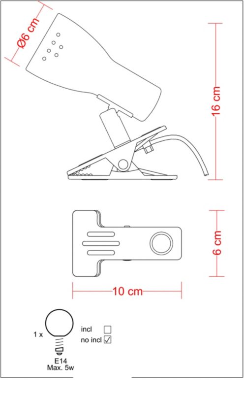 Lampka LED Colours Klawock Clip 1 x 5 W E14 szary