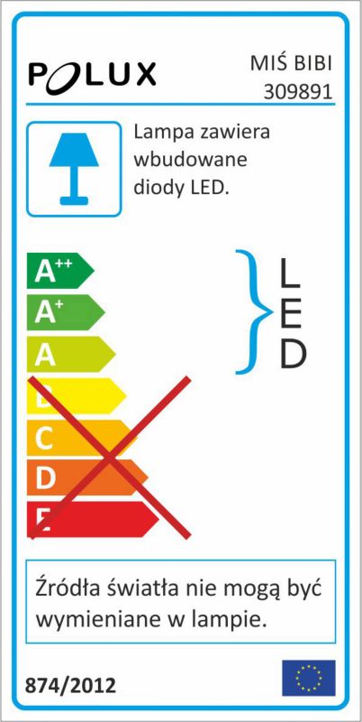 Lampka LED Polux Miś 2,5 W niebieska