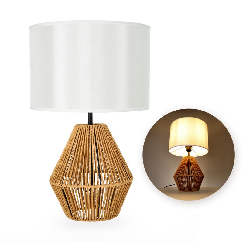 Lampka nocna stołowa Sibu ST Kobi biały klosz styl Boho 1xE27 50cm 1szt.