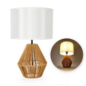 Lampka nocna stołowa Sibu ST Kobi biały klosz styl Boho 1xE27 50cm 1szt.