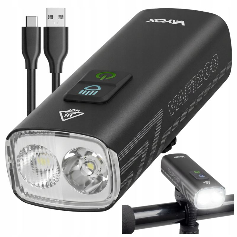 Lampka rowerowa przednia Vayox VAF1200 1200lm 2500mAh IPX6 1szt.
