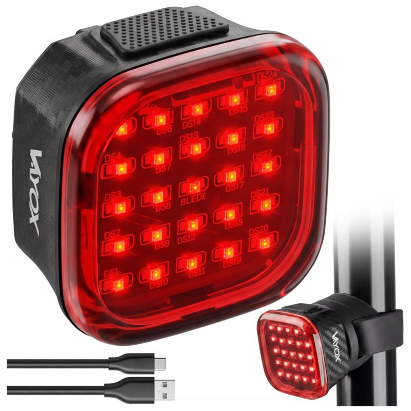 Lampka rowerowa tylna Vayox VAR60 60lm 500mAh IPX6 ze światłem stopu 1szt.