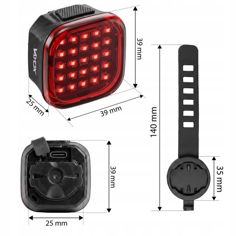 Lampka rowerowa tylna Vayox VAR60 60lm 500mAh IPX6 ze światłem stopu 1szt.